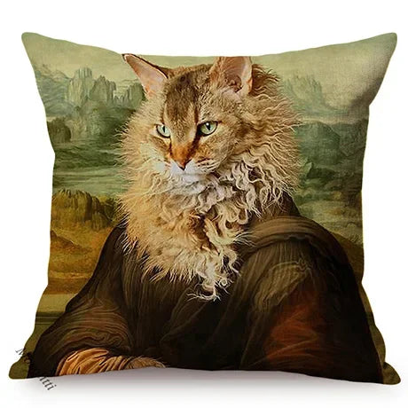 Axyaa Cat Portrait Nordic Art Pillow Cover
