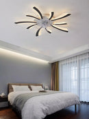 Axyaa 110-240v LED Ceiling Fan Light: Black/White, Intelligent, Creative, for Living Room