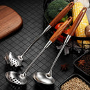 Axyaa Stainless Steel Wooden Handle Soup Spoon Colander Skimmer - Kitchen Tableware
