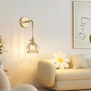 Axyaa Retro Floral Glass Wall Lamp, Modern Bedside LED Sconce
