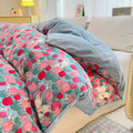 Axyaa Floral Print Reversible Cotton & Flannel Duvet Cover - Single to King Sizes
