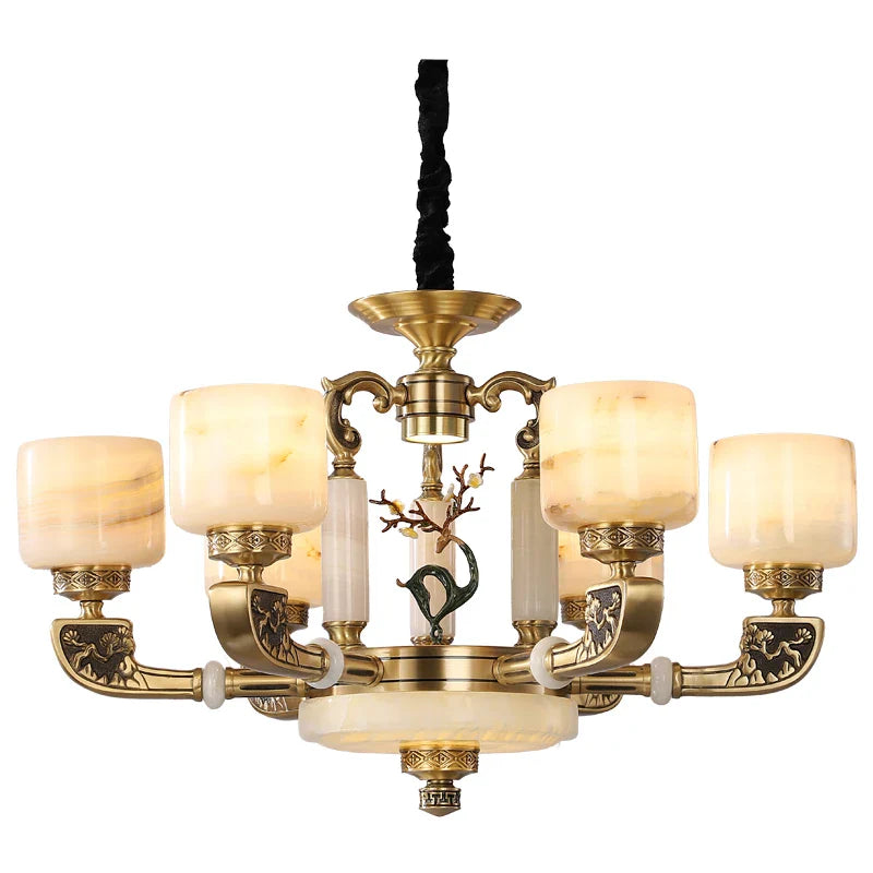 Axyaa Chinese Style Copper Chandelier for Living Room and Restaurant