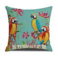 Tropical Birds Linen Pillowcase Set for Decorative Throw Cushions by Axyaa