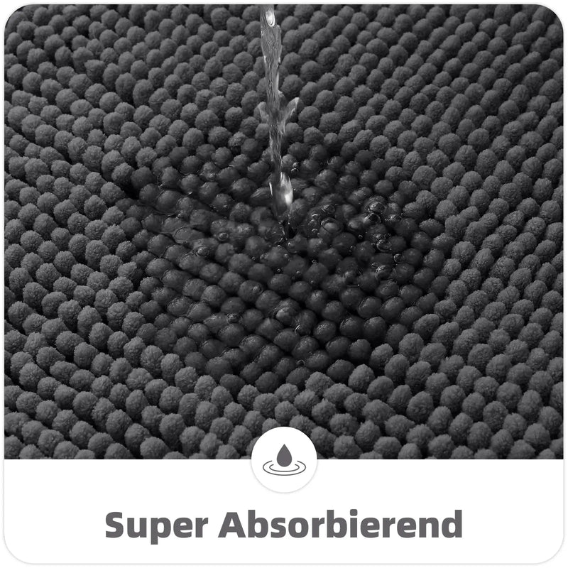 Axyaa Chenille Bath Mat: Soft Absorbent NonSlip Microfiber Rug
