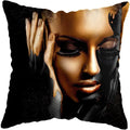 Axyaa Black Gold African Lady Woman Art Deco Pillowcase