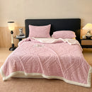 Axyaa Jacquard Taffeta Double Layer Blanket & Pillow Cases Autumn Winter Plush Throw Blanket