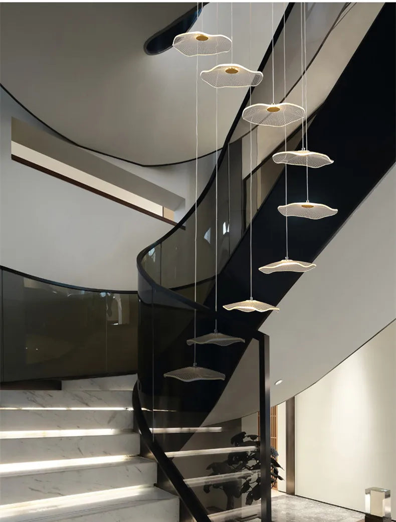 Axyaa Nordic Lotus Leaf LED Pendant Chandelier for Modern Living Spaces