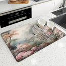 Axyaa Floral Kitchen Drying Mat - Absorbent & Antiskid Drain Pad