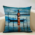 Axyaa African Oil Painting Art Pillow Case 45x45cm Linen Cushion Cover