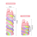 Axyaa Silicone Foldable Sports Water Bottle with Carabiner - Portable Fitness Kettle