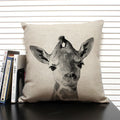 Axyaa African Animal Linen Pillow Cover 45x45cm - Lion, Elephant, Elk Portrait Decor