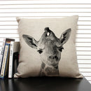 Axyaa African Animal Linen Pillow Cover 45x45cm - Lion, Elephant, Elk Portrait Decor