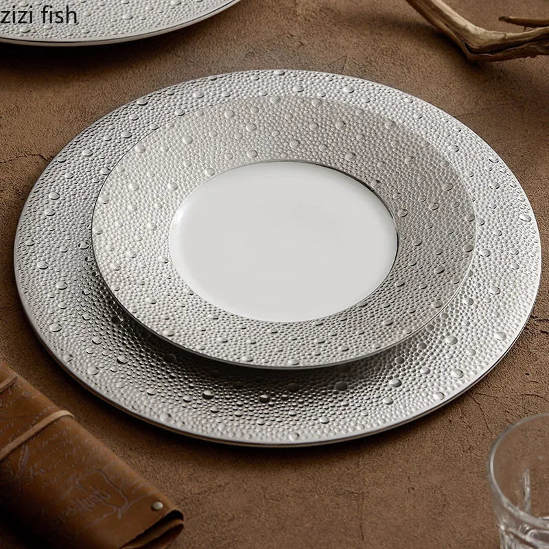 Axya Ceramic Dinner Plate Set - Restaurant Steak Dessert Pasta Soup Tableware
