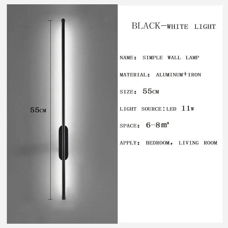 Axyaa Black Gold LED Wall Lamp Modern Strip Ceiling Light for Home Lighting