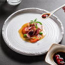 Axyaa Threaded Ceramic Flat Plate Set - Restaurant Steak Pasta Dessert Molecular Cooking.