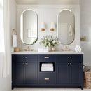 Axyaa Silver Glass Oval Beveled Edge Bathroom Vanity Mirror