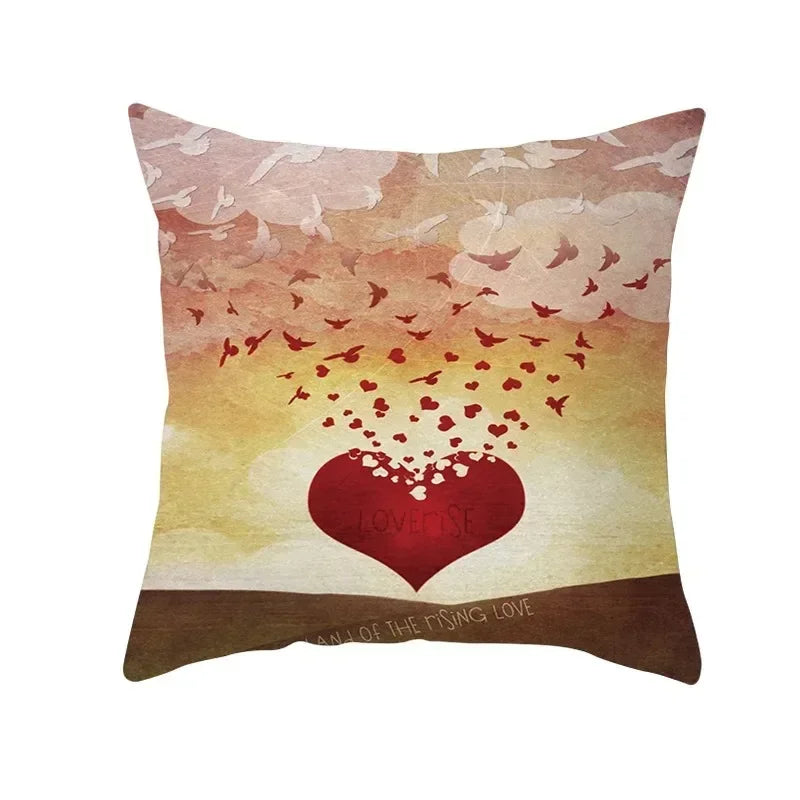 Axyaa Simple Love Print Couple Pillowcase for Sofa and Office Décor