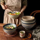 Axya Ceramic Noodle Bowl Set for Ramen, Salad, or Snacks - Household and Commercial Use