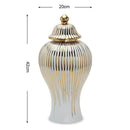 Axyaa Ceramic General's Vase in Electroplated Gold Finish