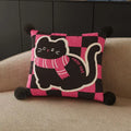 Axyaa Red New Year Kitten Pillow Cover for Living Room Sofa, Car Seat Cushion