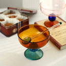 Axyaa Colourful Ice Cream Cup Set - Ball Stemmed Glass Dessert Salad Bowl
