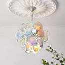 Axyaa Murano Glass Chandelier: Colorful Round Slice Shade Light Fixture
