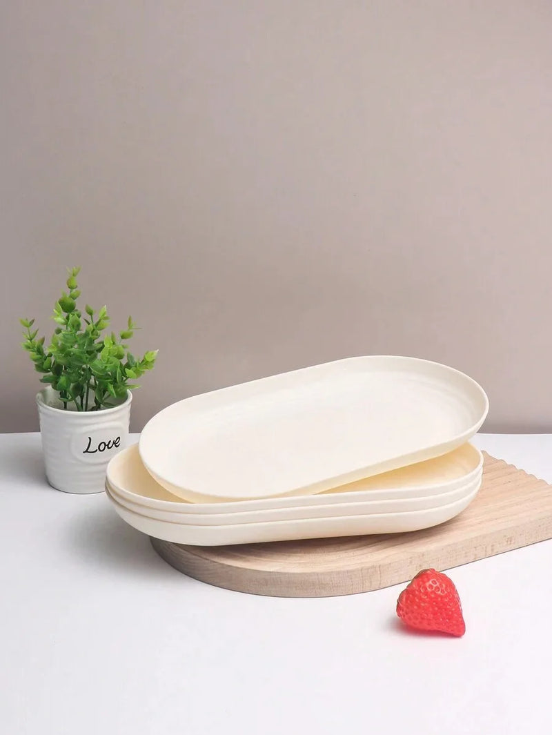 Axyaa Beige Plastic Dinner Plates, Ideal for Desserts, Family Gatherings, Parties, and Picnics