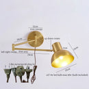 Axyaa Swing Long Arm LED Wall Light for Bedroom Kitchen Living Room - Golden Iron Art