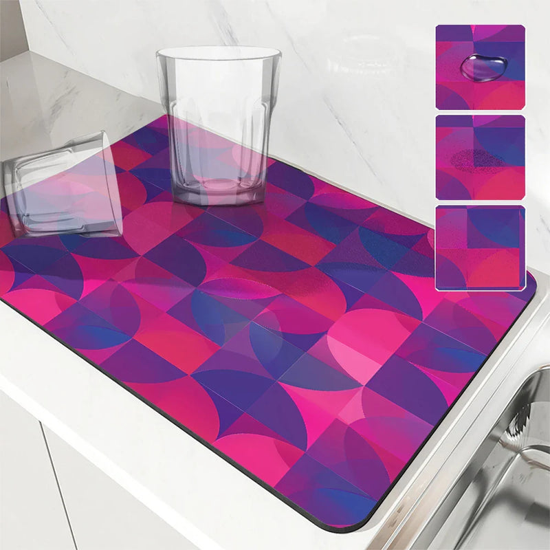 Axyaa Geometric Kitchen Absorbent Draining Mat