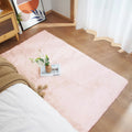 Axyaa Ultra Soft Faux Rabbit Fur Rug - Gray Fluffy Living Room Bedroom Carpet