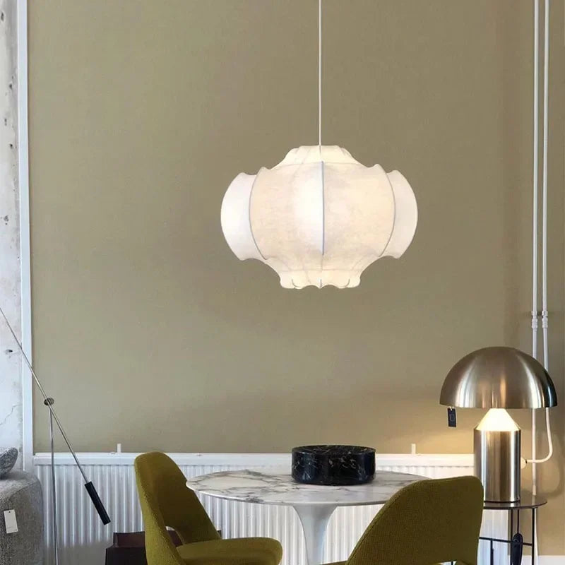 Axyaa Silk Ceiling Lamp: Japanese Wabi Sabi Chandelier for Loft Living Room & Bedroom