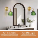Axyaa Retro Floral Glass Wall Lamp, Modern Bedside LED Sconce