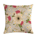 Axyaa Leaf Pattern Decorative Cushion Cover Pink Flower Linen Pillow Case