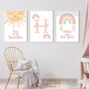 Axyaa Sun Wildflowers Rainbow Nursery Wall Art Print