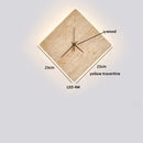 Axyaa LED Yellow Travertine Stone Clock Wall Lamps for Modern Nordic Decor & Wabi Sabi