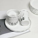 Axyaa French Pleated Ceramic Coffee Mug White Irregular Design Milk Cup