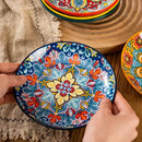 Axyaa 6.3-inch Ceramic Bohemian Style Appetizer Fruit Salad Plates Bone Plates
