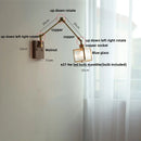 Axyaa Ash Wood LED Swing Arm Wall Lights with Pull Chain Switch & Blue Glass
