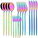 Axyaa Rainbow Stainless Steel Cutlery Set - 16-Piece Dinner Flatware Kit