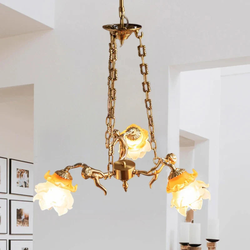 Axyaa Brass Angel Chandeliers: Elegant Living Room Pendant Lights