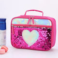 Axyaa Reversible Sequin Insulated Lunch Box for Kids - Waterproof Glitter Tote Bag