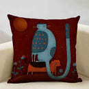 Axyaa Funny Cat Cartoon Pillowcase Linen Cushion Cover for Kids Nursery