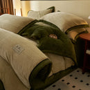 Axyaa King Velvet Flannel Bedding Set with Fleece Sheet & Pillowcase