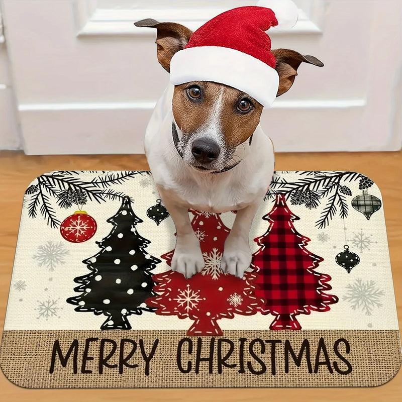 Christmas Tree Printed Non-Slip Floor Mat for Home, Bathroom & Kitchen by Axyaa
