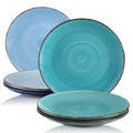 Axyaa Bonita Blue Dinner Plate Set of 6, Handpainted 10.4" Rustic Look Plates