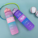 Axyaa Gradient Plastic Water Bottle 1000ML - Leakproof & Motivational Straw Drinking Bottle