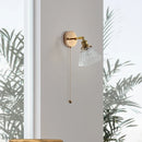 Axyaa Nordic LED Wall Sconce Clear Glass Reading Lamp with Pull Chain Switch