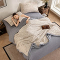 Axyaa Double-Layer Yarn Soybean Summer Quilt Set - Cotton Printed Bubble Design