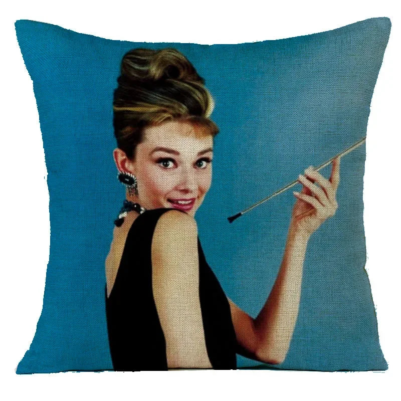 Audrey Hepburn Plush Cushion Cover by Axyaa - Home Decor Sofa Pillow Cover