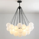 Axyaa Bubble Glass LED Chandelier, Elegant Black Gold Pendant Lamp for Dining & Living Room.